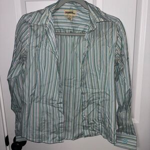 Gander Mountain Blue and White Striped Button Down Shirt